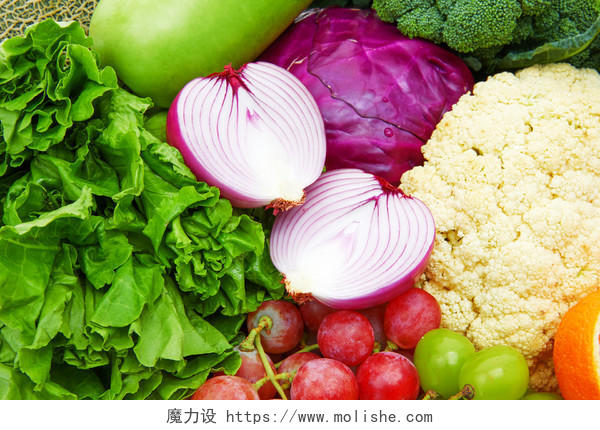 平铺果蔬组合蔬菜水果紫甘蓝